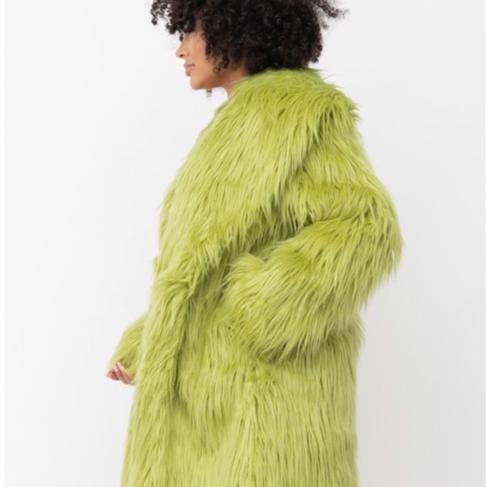 Faux Fur Coat - Lime